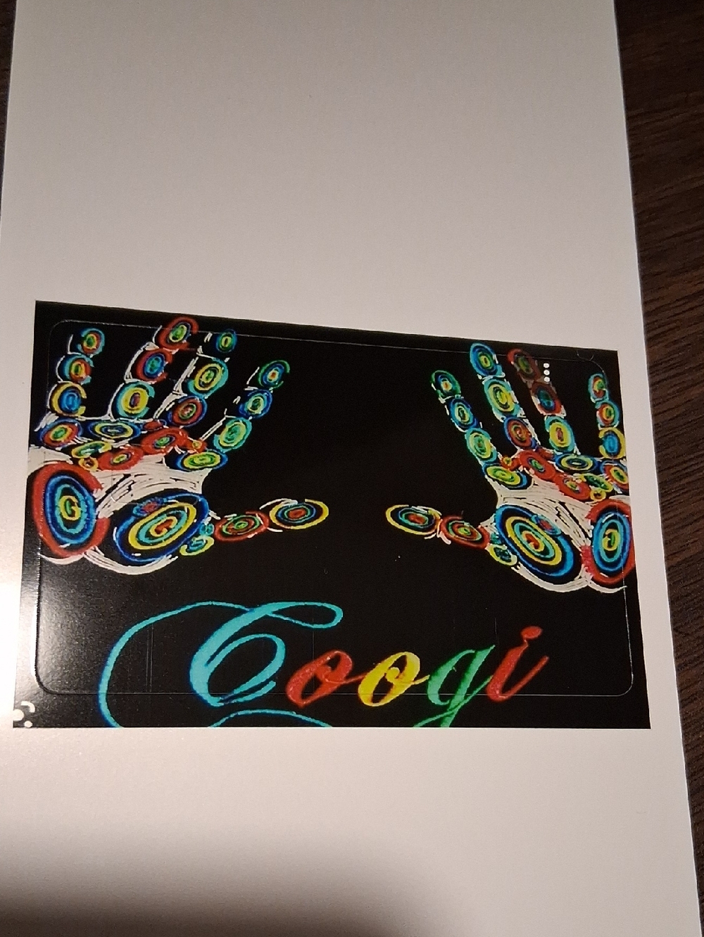 COOGI Black Card Sleeve with Multicolor Handprint Motif Debit Card Sticker